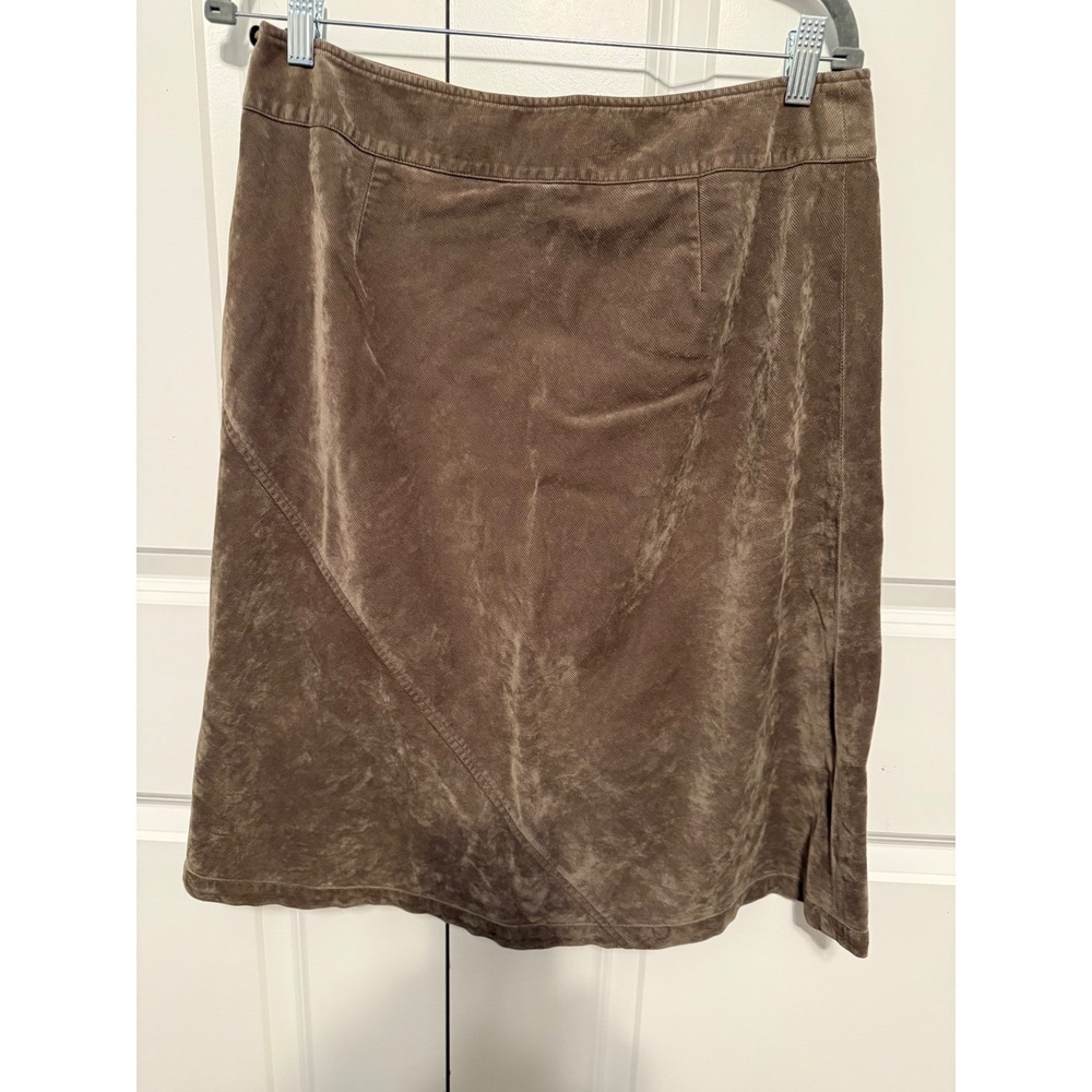 J.Jill Petite Brown Corduroy Look A Line Skirt Size 16P 100% Rayon Side Zipper - Picture 4 of 7